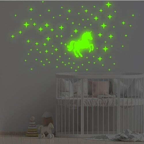 Luminous Wall Stickers Unicorn Star Wall Decal Childrens Room Bedroom Living Room DIY Vinyl Kids Home Decoration Mural