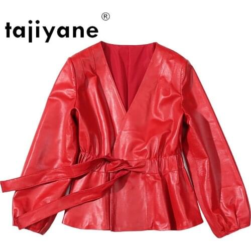 Tajiyane Spring Women Korean Autumn Clothes Real Sheepskin Jacket Womens Genuin Leather Coats Red Clothes Cuero Genuino TN2073