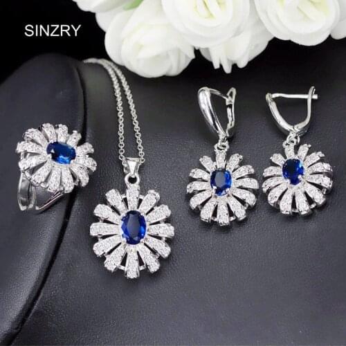 SINZRY NEW Cubic zirconia stone CZ hollow flower jewelry sets elegant stud earring pendant necklace fashion ring jewelry