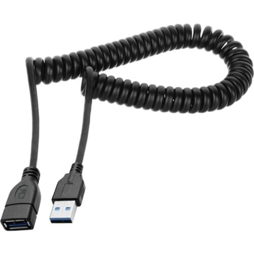 1.5m 5FT Stretch USB 3.0 Type-A Male to Female Extension Data Charge spring Cable for Computer mouse keyboard U disk