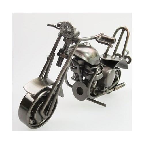 1PC 15cm Vintage Motorcycle Model Retro Motor Figurine Iron Motorbike Prop Handmade Boy Gift Kid Toy Home Office Decor MB 002