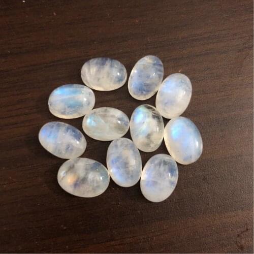 100% Natural Rainbow Moonstone Cabochon 10x14mm Oval Gem CAB Ring Face Pendant,5piece/pack