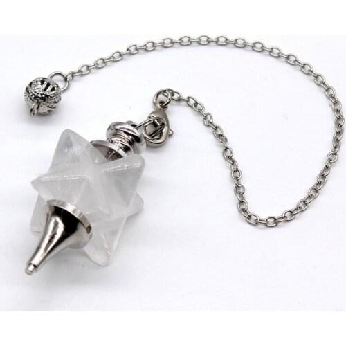 100-Unique Silver Plated Energy Star Natural Rock Crystal Dowsing Pendulum Pendant Meditation Jewelry