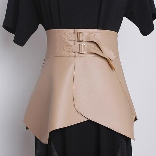 2021 Super Wide Soft Double-faced PU Waistband Women Irregular Leather Slim Corset Ladies Blouse Shirt Dress Belt Cinch Strap