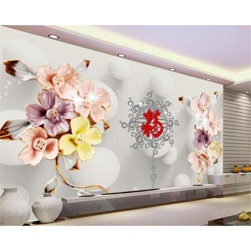 Beibehang 3D jade carving rich flower home decoration 3d wallpaper photo living room bedroom murals wallpaper for walls 3d