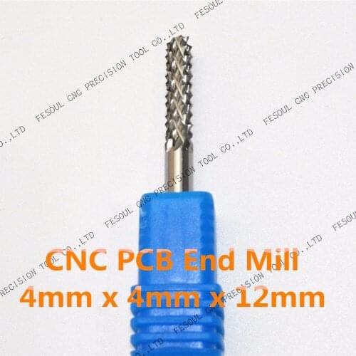 4mm*12mm,1pcs,Free shipping PCB End Mill,CNC machine Corn milling Cutter,Solid carbide tool,Circuit board,acrylic,carbon fibers