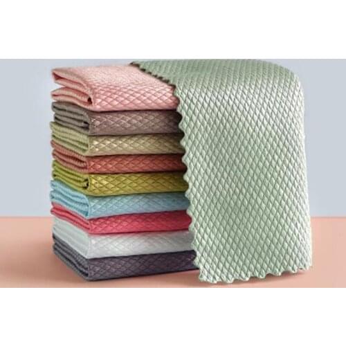 5Pcs Kitchen Anti-Grease Wiping Rags Fish Scale Wipe Cloth Cleaning Cloth Home Washing Dish Cleaning Towel