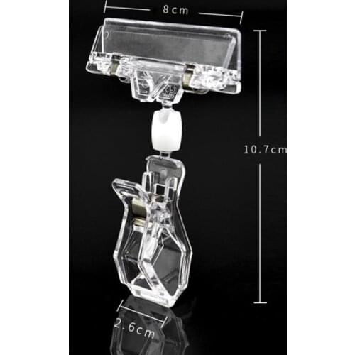 500pcs Transparent Plastic Double Head Clips Display Holder Adjustable Pop Sign Card Advertising Clips Price Tag Clamp NO247