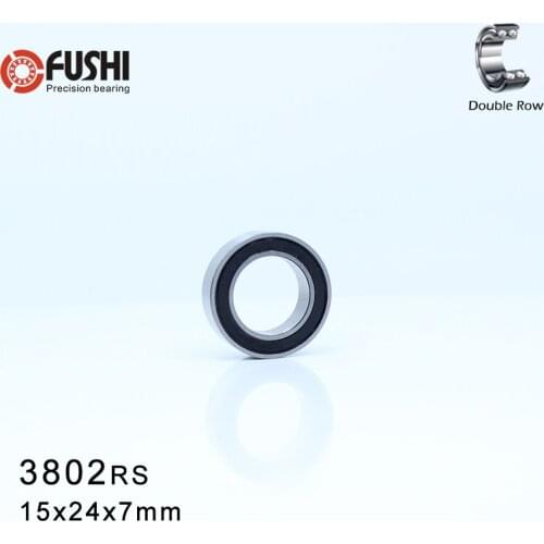 63802 Hybrid Ceramic Bearing 15*24*7 mm 1 PC Double Row Sealed Angular Contact Si3N4 Ball Bearings 3802 RS 3802-2RS