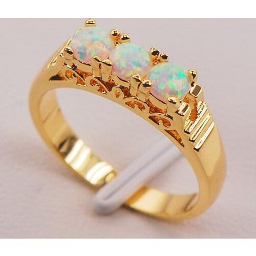 White Fire Opal Australia Gold Filled Jewelry Ring Size 6 7 8 9 10 11 F572