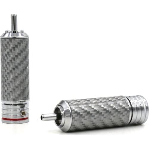 Free shipping 4pcs Carbon Fiber Rhodium plated Non Solder RCA Male plug connector