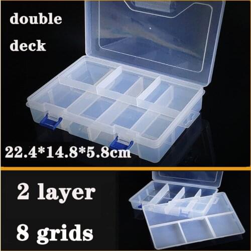 Container big 8 grid double deck two layer Plastic Box Practical Adjustable Compartment storage case Screw Holder Case Organizer