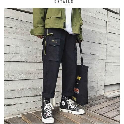 Hot style 2019 Spring autumn Cargo cotton loose outdoor straight trekking hiking tactical camping students ankle length pants