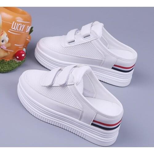 House Slippers Platform Shoes Woman 2021 Luxury Slides Cover Toe Increased Internal Low Slipers Women Fretwork Heels Designer