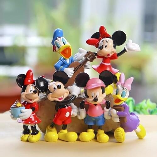 6Pcs/Lot 8CM Mickey Mouse Clubhouse Minnie Donald Duck Collectors Action Figure Toys Christmas Gift Doll For Cake Wedding Decor