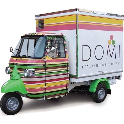 Piaggio Ape Adult Electric Tricycle Fast Food Truck Mobile Kitchen Coffee Bar Hot Dog Cart in Europe