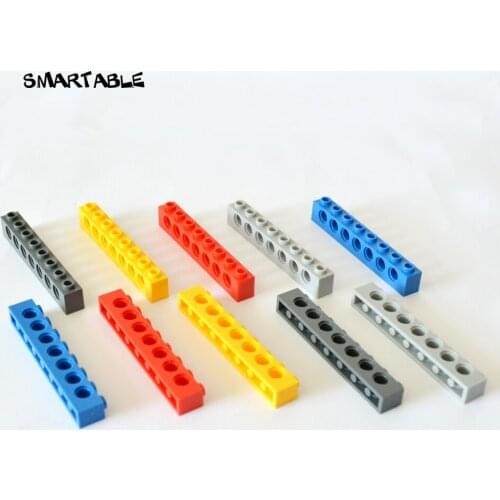 Smartable Technic Brick 1x8 with Holes Building Blocks MOC Parts Creative Toys Compatible 3702 Technic MOC Toys 35pcs/lot