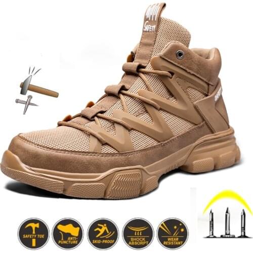 Men Work Shoes Steel Toe Cap Safety Boots European Standard Anti-smash Anti-puncture Sport Shoe Safety Shoes Work Sneakers Adult