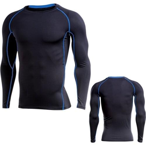 Psvteide Mens sports T-shirts tops compress base layer long sleeve rashguard t-shirts fitness jersey Bodybuilding top tees male
