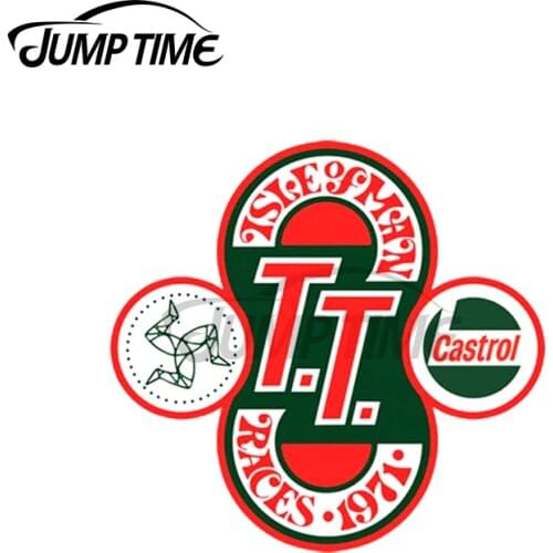 Jump Time 13x10cm For Isle Of Man TT Races 1971 Racing Car Sticker Graphics Windshield Graffiti Stickers RV VAN Decoration Decal