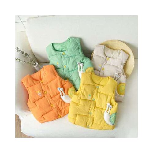 New 2021 Autumn and Winter Cartoon Little Dinosaur Waistcoat Childrens Clothing Down Cotton Vest Baby Boys and Girls Vests 2-6Y