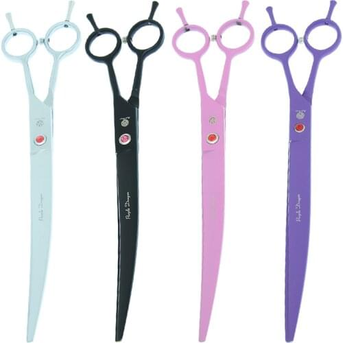 9.0 Inch 24cm Steel 440C Dogs Cat Pets Hair Shears Hairdressing Scissors Curved Cutting Shears Purple Dragon Animals Tool B0063B