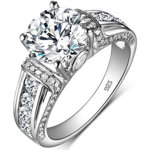 Szjinao Real 2 Carats Moissanite Gemstone Wedding Rings For Women 100% 925 Sterling Silver Sparkling Promise Fine Jewellery New