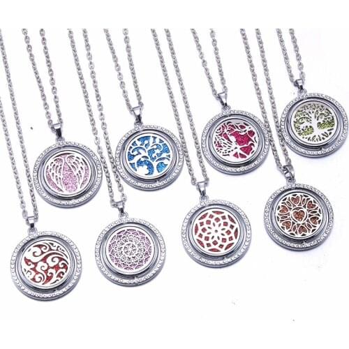 Aromatherapy Necklace Stainless Steel Diffuser Jewelry Whirling Locket Pendant Essential Oil Perfume Aroma Diffuser Necklace