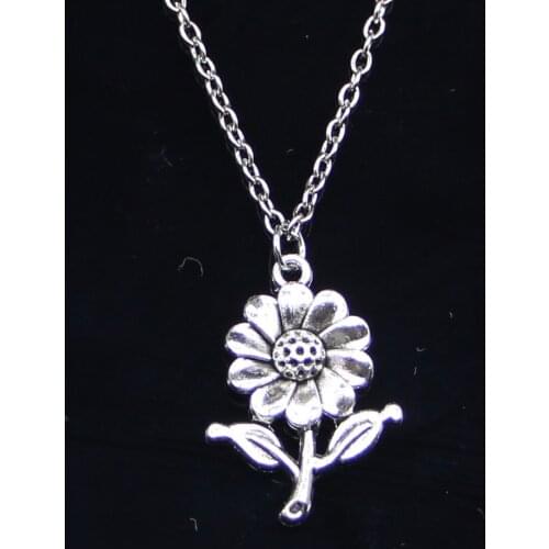 New Fashion Necklace 27x20mm sunflower flower Pendants Short Long Women Men Colar Gift Jewelry Choker