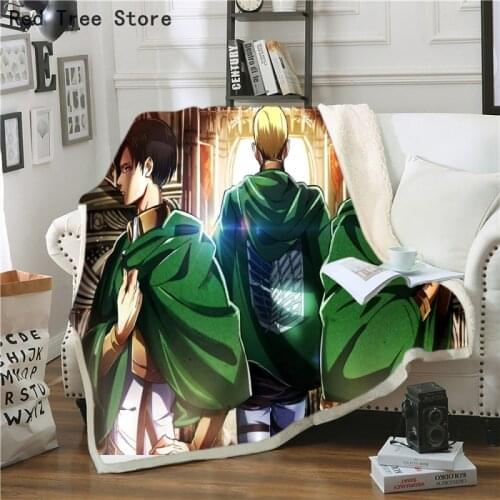 Bedspread Throw Blanket Attack on Titan 3D Printing Fleece Blanket for Kids Boy Baby Thick Quilt Cover DIY Fashion Design Fabric