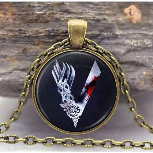 Ragnar Vikings necklace Scandinavian Norsemen pendant jewelry Cothic Glass Photo Cabochon Necklace pendant Gifts