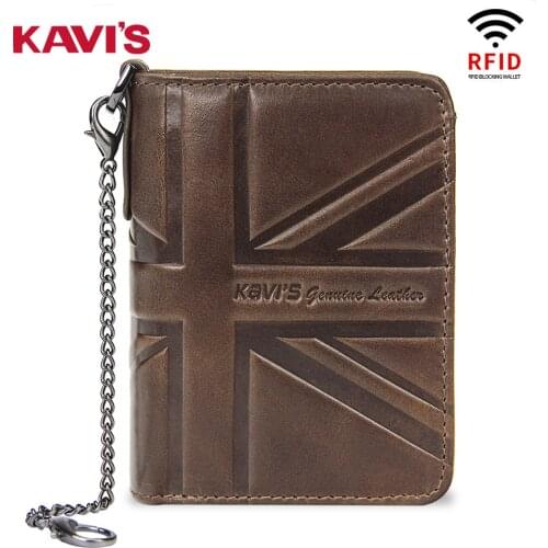 RFID Protection Genuine Real Leather Vintage Men Wallets Crazy Horse Zipper Coin Purse Plastic Bank ID Card Case Holder Male