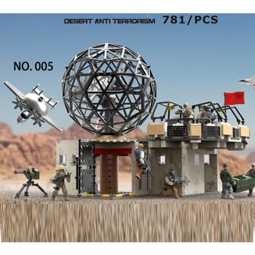 Modern military mega building block 1:36 scale army action figures Desert anti terrorist stronghold defense ww2 bricks toys