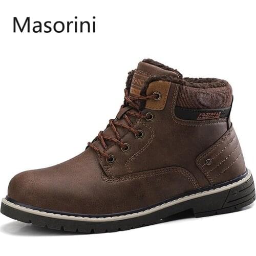 Outdoor New Winter Men Boots Warm Plush Snow Boots Waterproof Ankle Boots Non-slip Motorcycle Boots Mens Sneakers Hiking Boots