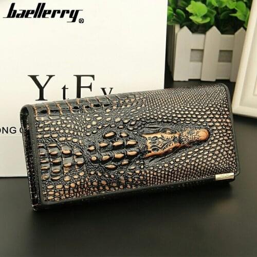 Foreign Trade Leisure High Quality Crocodile Grain Real Genuine Leather Women Wallets Large capacity Card Holder Purse Wallet