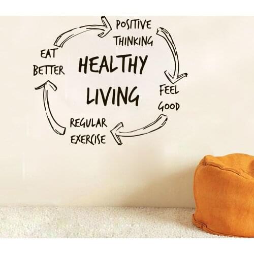 Healthy Living Wall Decals Gym Quotes For Living Room Home Decoration Vinyl Wall Stickers For Office Classroom Art Decor Y594