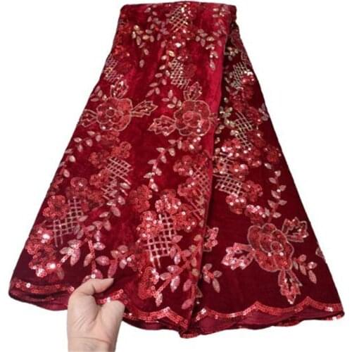 Green Nigerian Velvet Lace Fabrics 2021 Red High Quality Lace African Lace Fabric For Wedding French Tulle Lace With Sequins