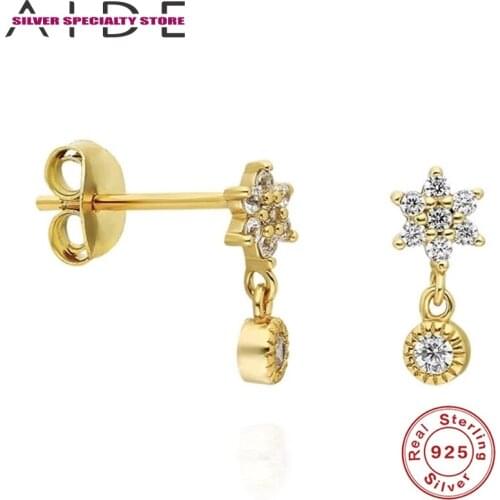 AIDE Mini Flower S925 Sterling Silver Earring For Women Fashion Zircon Stud Earrings For Girl Fine Jewelry Pendientes Gifts