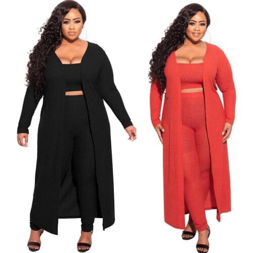 3 Piece Set Women Outfits Suit Summer Fall Autumn Long Sleeve Cardigan Coat+ Pants Clothes Outdoor Wear Tracksuits Plus Size 5XL