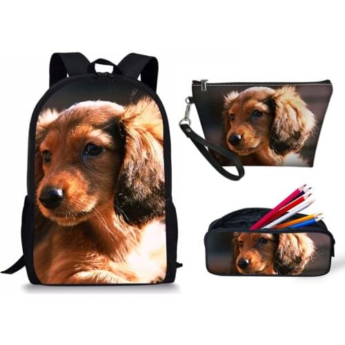 2019 Dachshund Printed Women Schoolbags Backpack School Bag For Girl Boy Travel Kawaii Bags Man Makeup Case Small Pencil Zipper