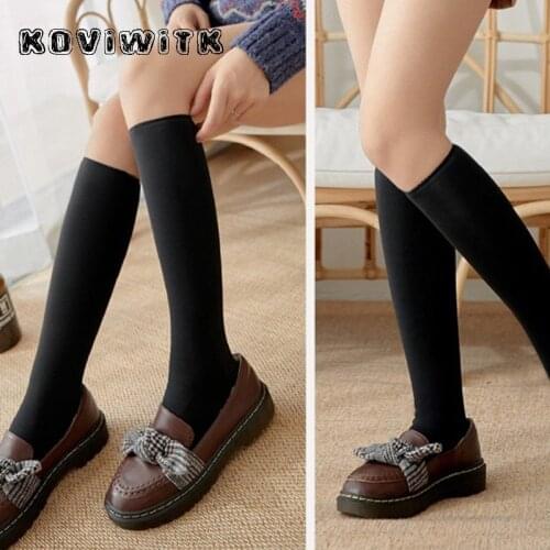 Winter Warm Stylish black solid Short thick Women Plus velvet Cotton elastic for lady Christmas sox 2 color Mid stockings