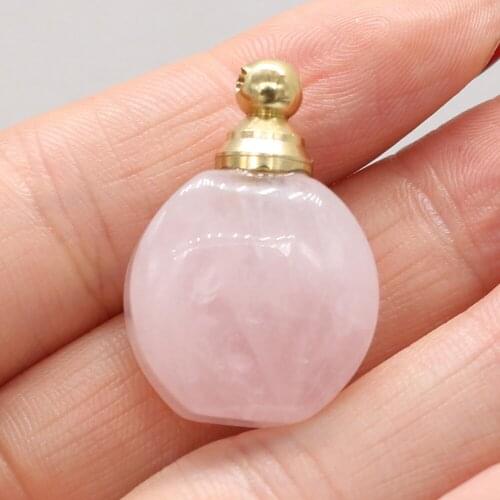 1pcs Natural Stone Perfume Bottle Essential Oil Diffuser Pendants Charms Necklaces Rose Quartzs Fit Women Gifts Size 20x30mm