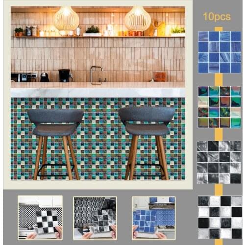10pc 3D Crystal Tile Stickers Home Decoration Creative Mosaic DIY Waterproof Self-Adhesive Wall Stickers Modern Films Decor