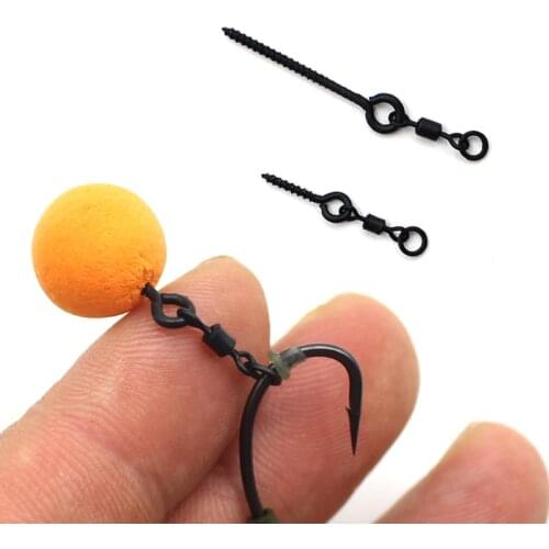 10PCS Boilie Screw with mirco Ring Swivel for Ronnie Rig D-Rig Chod Rig Terminal Tackle Bait Holder Screw Carp Fishing Accessory