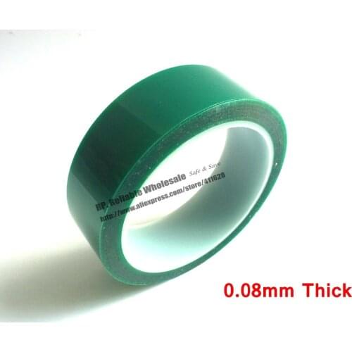 30mm*33 meters*0.08mm Thick) High Temperature Tape Resistant PET Green Tape for Sticky Powder Coating PCB Plating Shielding