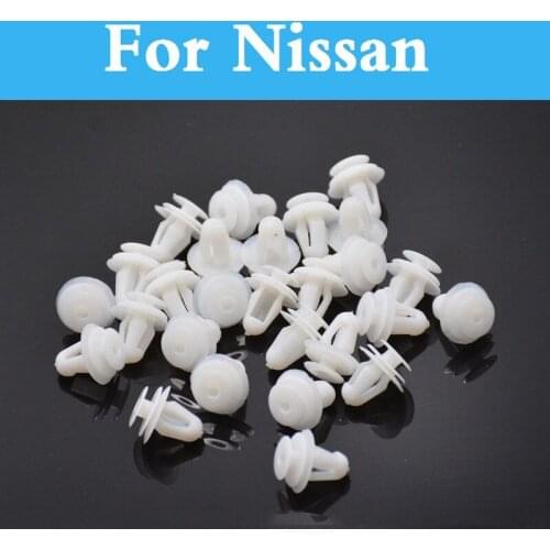 50pcs Car White Plastic Rivets Fastener Door Clips For Nissan Gt-R Juke Bluebird Crew Dualis Expegloria Sylphy Cedric Cima