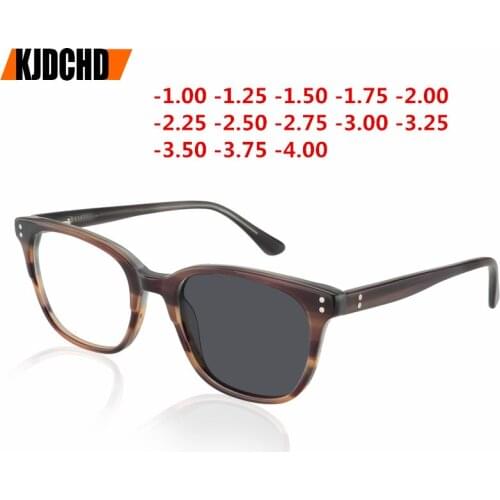 Acetate Finished Myopia Eyeglasses Frame Men Women with Photochromism lens chameleon Sun glasses Myopia Eyewear With Diopters