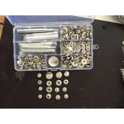 Free Shipping BRASS material 17mm/15mm/12mm/10m 40set Snap Fastener Press Stud Buttons Poppers Leather Craft + Fixings Tools Kit