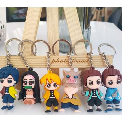 Anime Demon Slayer Keychains Cute Cartoon Key Ring Gift Cosplay Pendant Japanese Fashion Personality