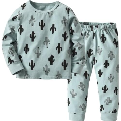 Oklady Cartoon Kids Pajamas Sets Cotton Boys Sleepwear Suit Warm Child Girl Pajamas Long Sleeve Tops+Pants 2pcs Children Clothes